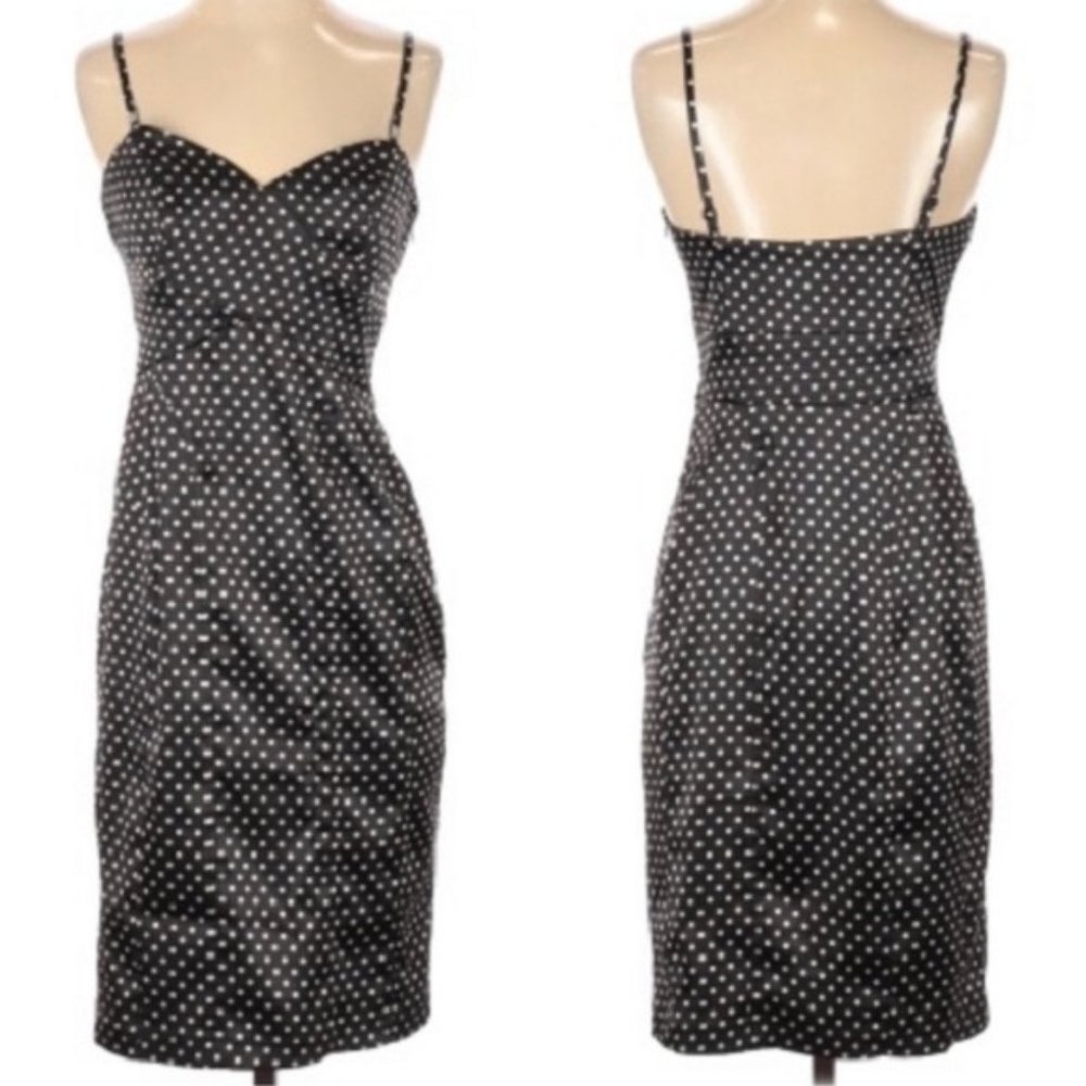 Nine West Black Polka Dot Sweetheart Bodycon Dress